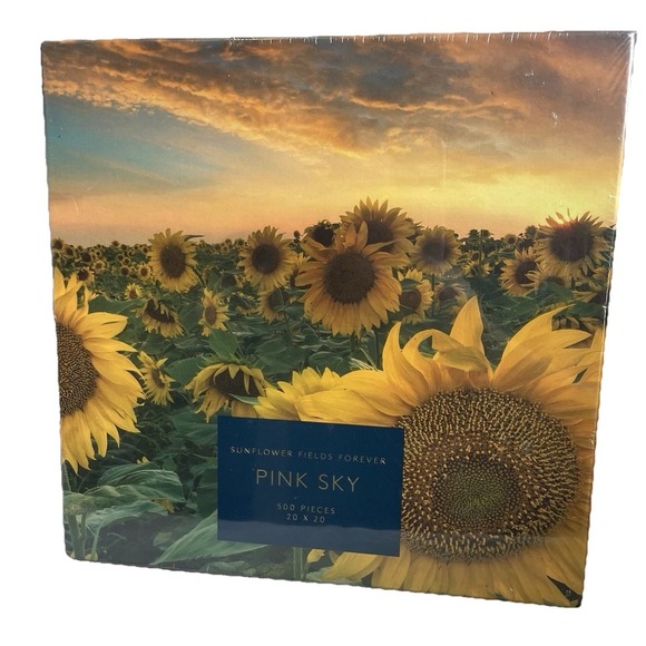 Argento 2021 Sunflower Fields Forever Pink Sky 500 Pieces 20 x 20" Puzzle Sealed - Picture 1 of 6